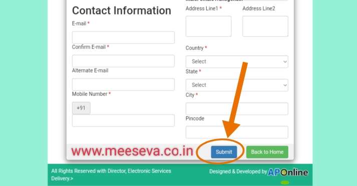 Submit button by contact information 